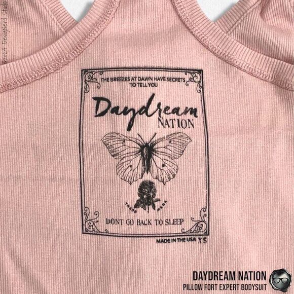 DOLLS KILL X DAYDREAM NATION PILLOW FORT BODYSUIT IN ROSE PINK RIBBED SIZE XS - Picture 10 of 14